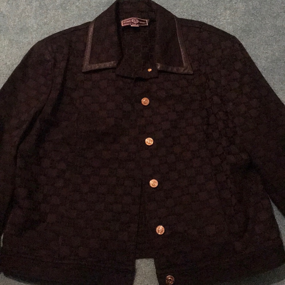 St. John by Marie gray jacket with gold buttons